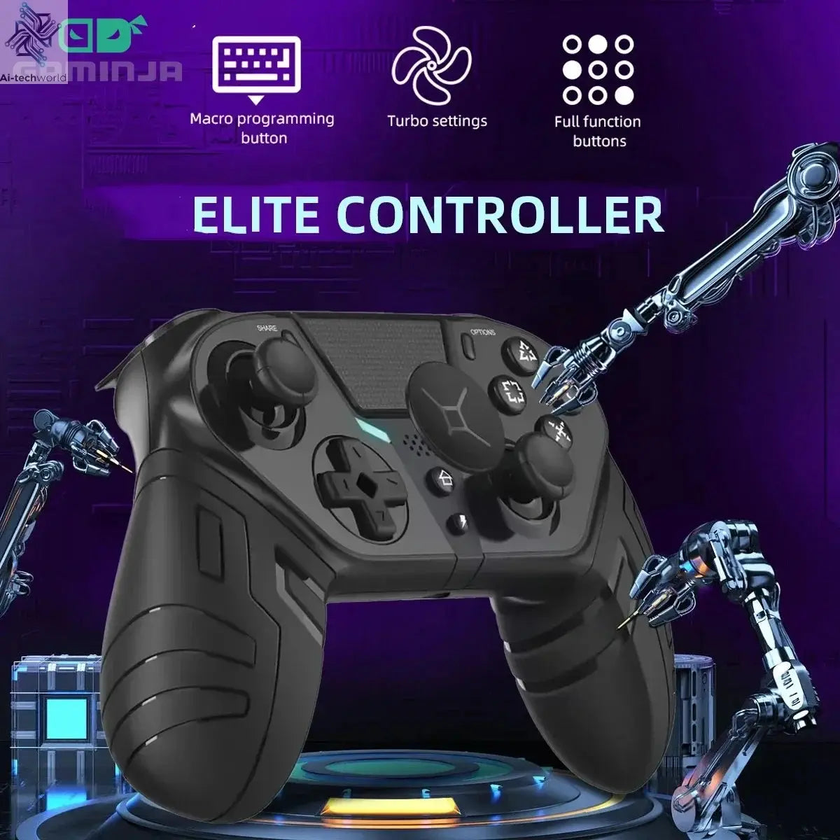 GAMINJA Wireless Controller Dual Vibration Bluetooth Gamepad With Programmable Turbo Function For PS4 Console PC Joystick Ai-TechWorld 