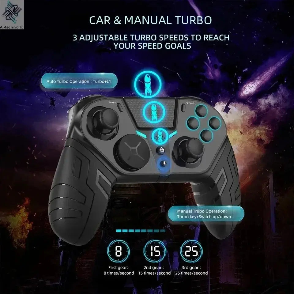 GAMINJA Wireless Controller Dual Vibration Bluetooth Gamepad With Programmable Turbo Function For PS4 Console PC Joystick Ai-TechWorld 