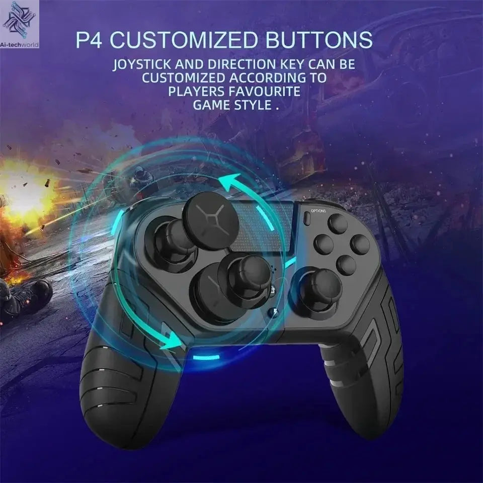 GAMINJA Wireless Controller Dual Vibration Bluetooth Gamepad With Programmable Turbo Function For PS4 Console PC Joystick Ai-TechWorld 