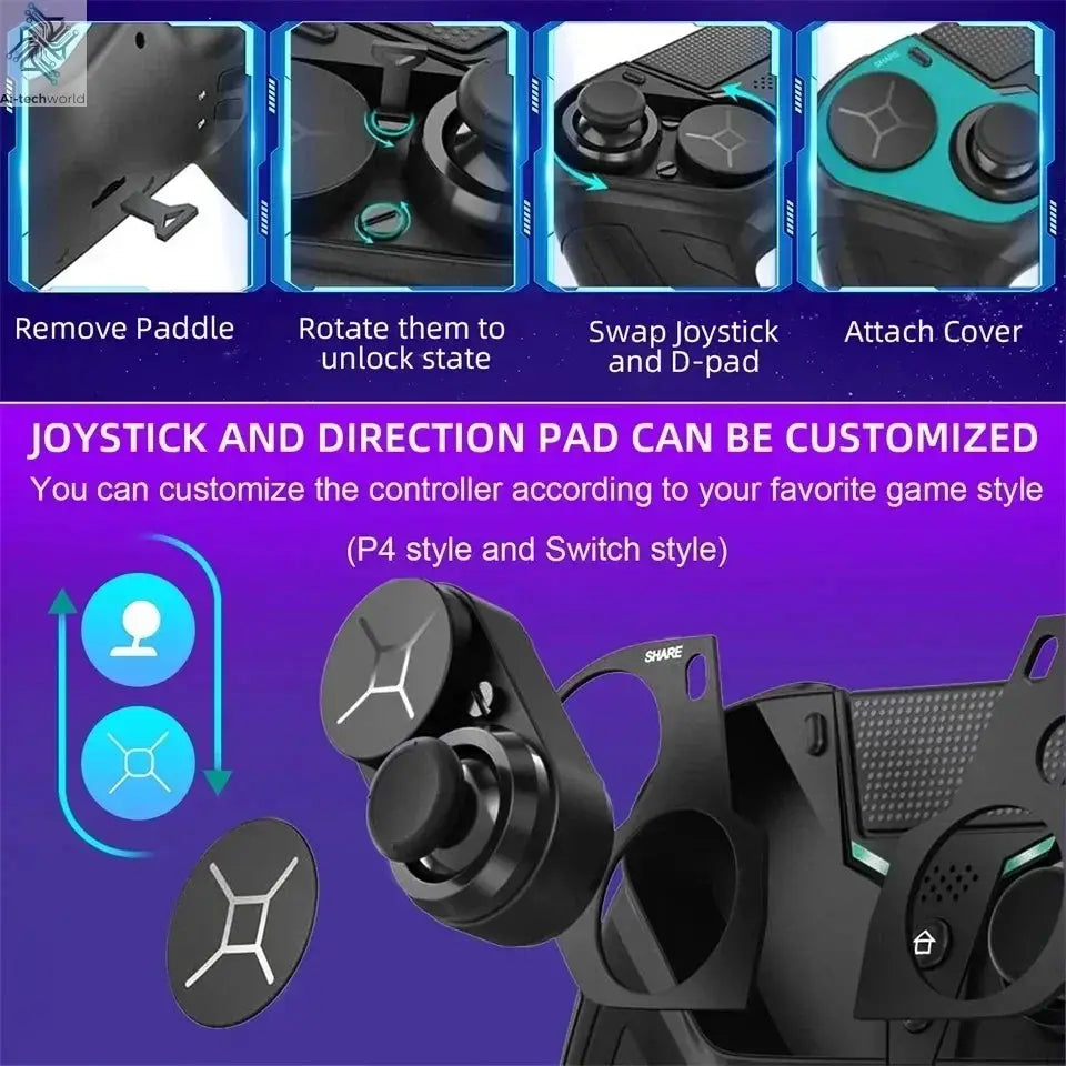 GAMINJA Wireless Controller Dual Vibration Bluetooth Gamepad With Programmable Turbo Function For PS4 Console PC Joystick Ai-TechWorld 