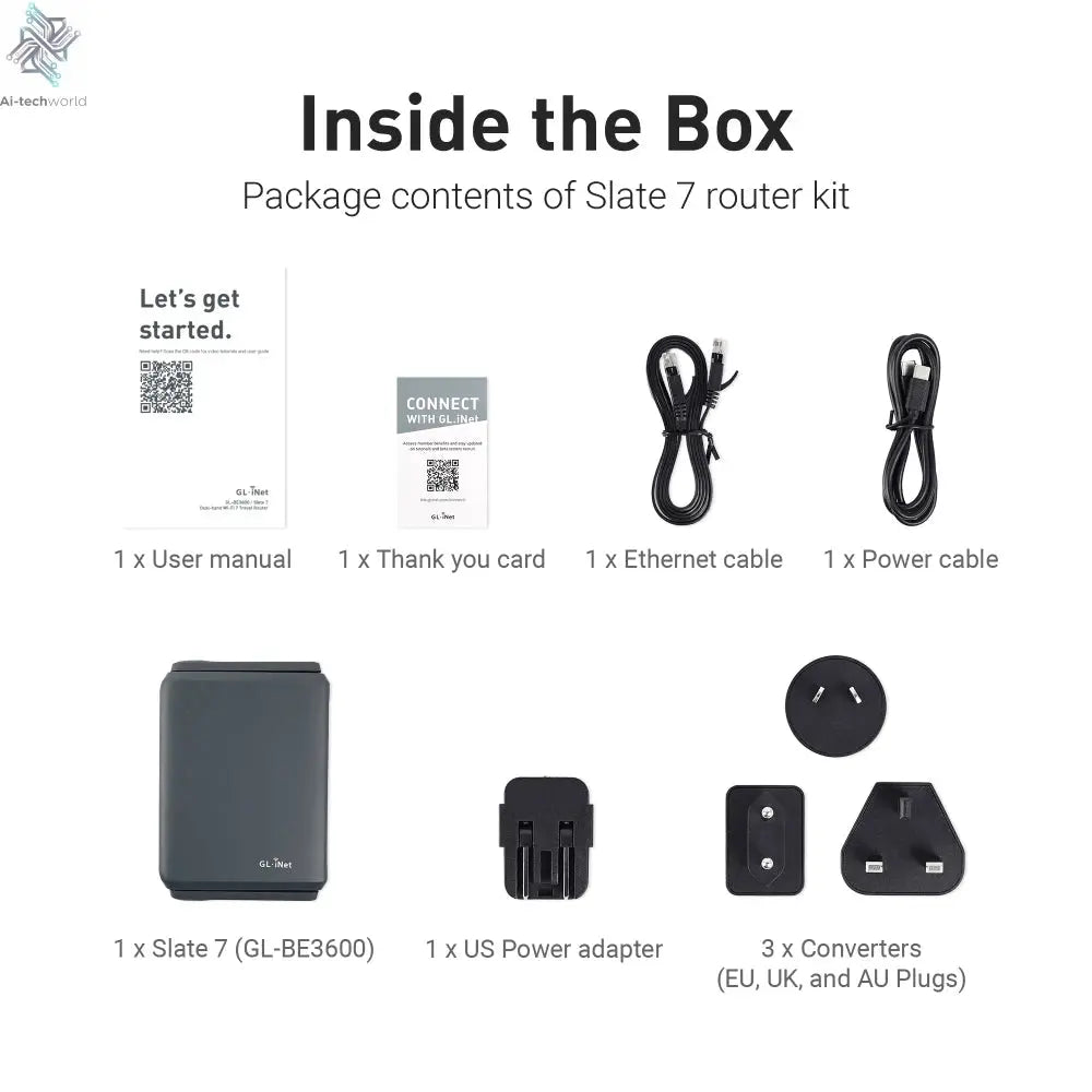 GL.iNet GL - BE3600( Slate 7) Wi - Fi 7 Router, Dual 2.5G Ports, Touch Screen, 3570Mbps Gaming Hotspot, VPN for Public & Hotel - Ai - TechWorld