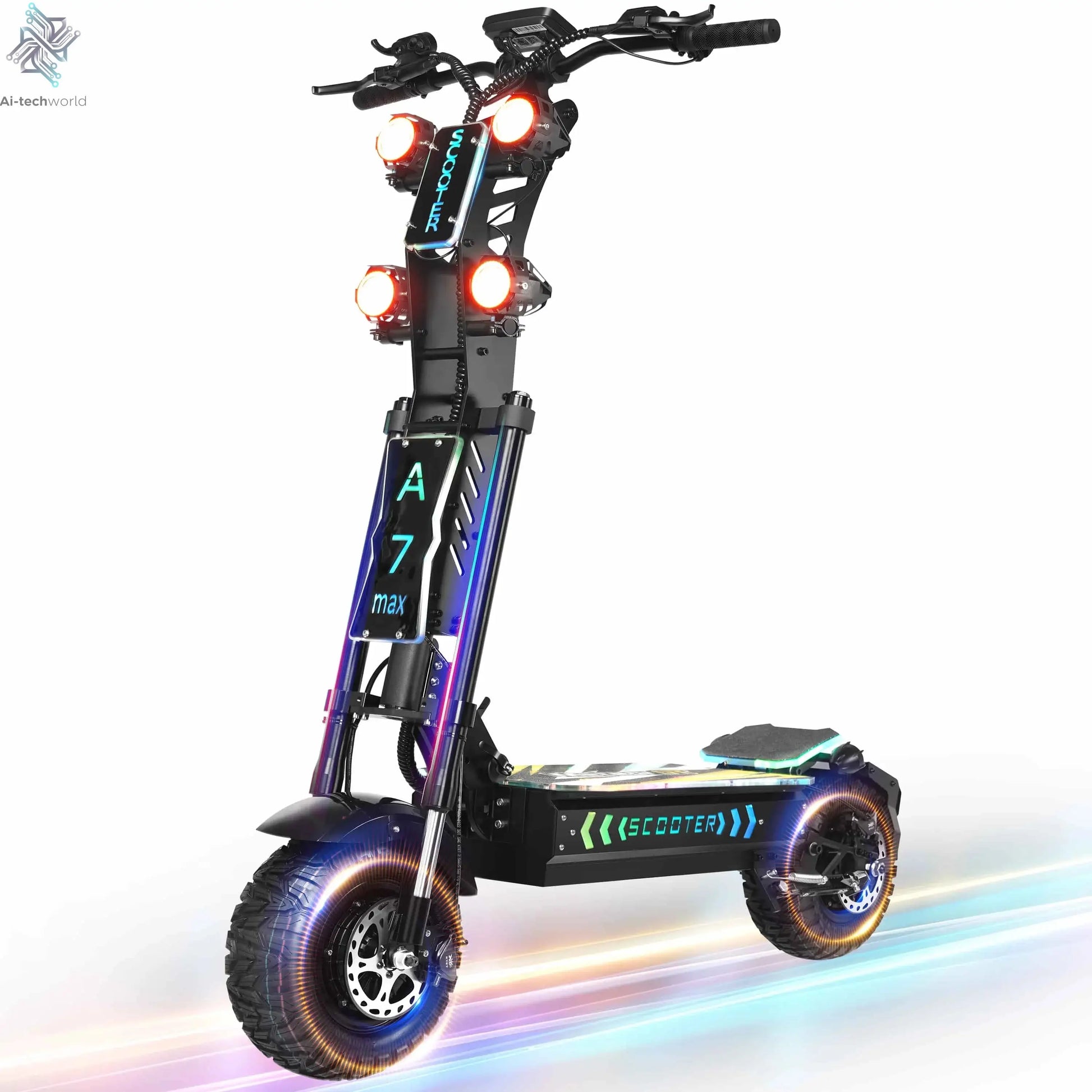 GLEERIDE A7 MAX 13" Off-road Electric Scooter 2*5000W Motors 72V 50Ah Battery Ai-TechWorld 
