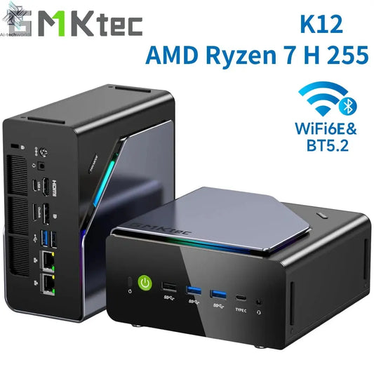 GMKtec K12 Gaming Mini PC AMD Ryzen 7 H 255(Upgraded 8745HS) Windows 11 Pro Desktop Mini Computers Barebone WiFi 6E/BT5.2, USB-C Ai-TechWorld 