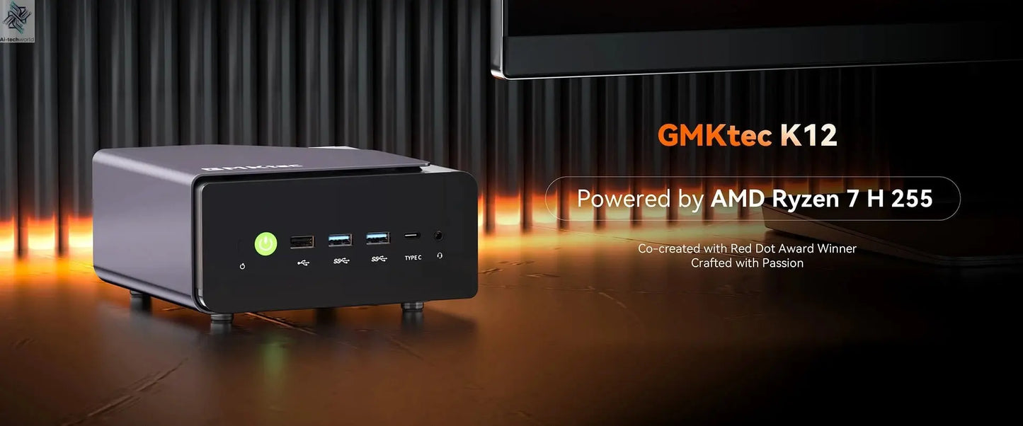 GMKtec K12 Gaming Mini PC AMD Ryzen 7 H 255(Upgraded 8745HS) Windows 11 Pro Desktop Mini Computers Barebone WiFi 6E/BT5.2, USB-C Ai-TechWorld 