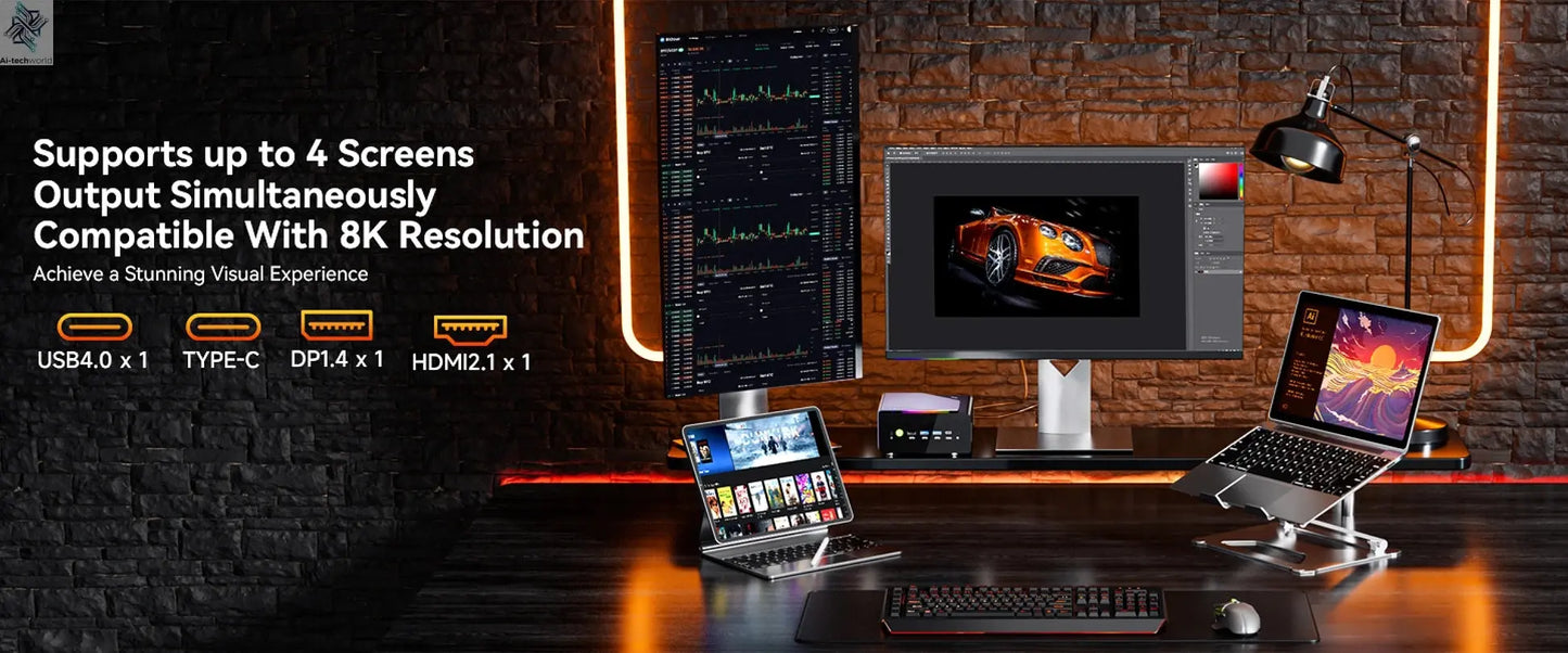 GMKtec K12 Gaming Mini PC AMD Ryzen 7 H 255(Upgraded 8745HS) Windows 11 Pro Desktop Mini Computers Barebone WiFi 6E/BT5.2, USB-C Ai-TechWorld 