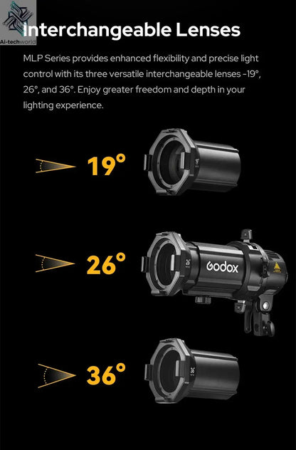 GODOX Projection Attachment MLP19K/MLP26K/MLP36K Spotlight Mount Set Lighting Modifiers Bowens For ML Series Lights Accessories Ai-TechWorld 