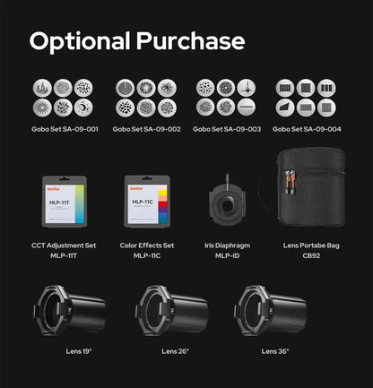 GODOX Projection Attachment MLP19K/MLP26K/MLP36K Spotlight Mount Set Lighting Modifiers Bowens For ML Series Lights Accessories Ai-TechWorld 