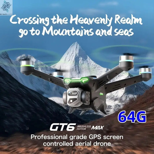 GT6 Professional Drone Long Range Flight Battery Quadcopter 4K HD Wifi Dron Aerial Photography Obstacle Avoidance Aircraft Ai-TechWorld 
