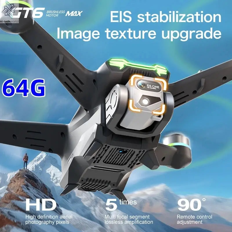 GT6 Professional Drone Long Range Flight Battery Quadcopter 4K HD Wifi Dron Aerial Photography Obstacle Avoidance Aircraft Ai-TechWorld 