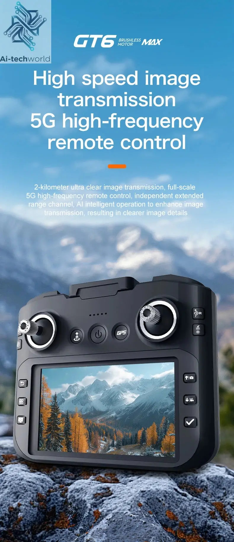 GT6 Professional Drone Long Range Flight Battery Quadcopter 4K HD Wifi Dron Aerial Photography Obstacle Avoidance Aircraft Ai-TechWorld 