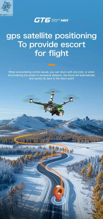 GT6 Professional Drone Long Range Flight Battery Quadcopter 4K HD Wifi Dron Aerial Photography Obstacle Avoidance Aircraft Ai-TechWorld 