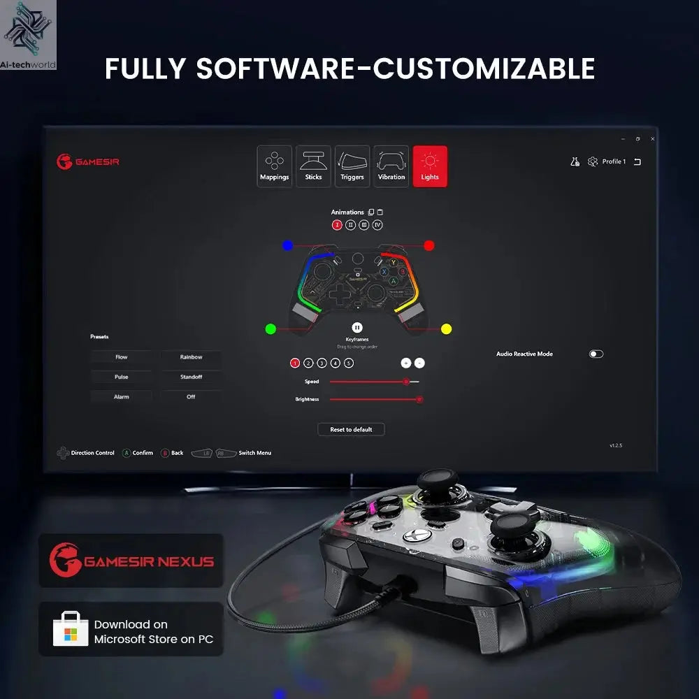 GameSir Kaleid Wired Hall Effect Xbox Gaming Controller for Xbox Series S/X One PC Steam Ergonomic Design Enhanced Gaming Ai-TechWorld 