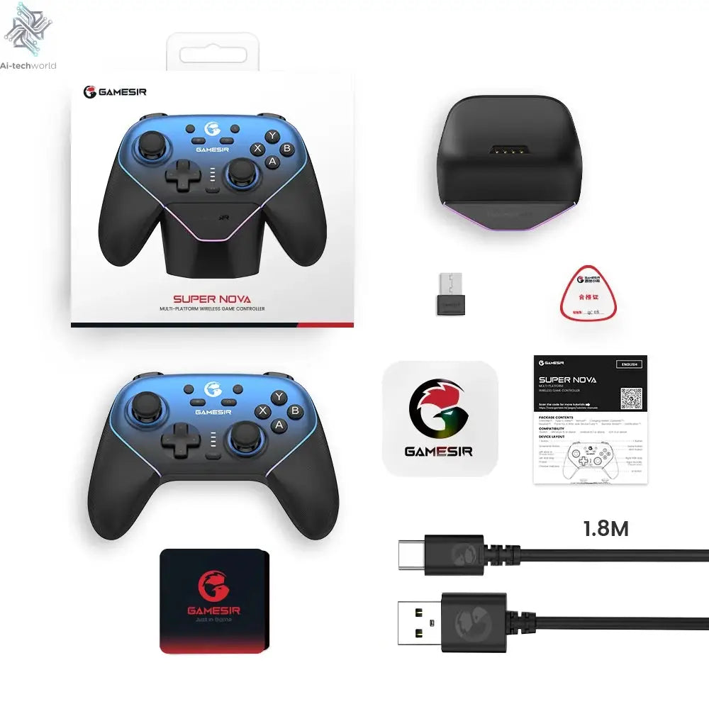GameSir Super Nova Wireless Switch Controller with Charging Station Hall Effect Joystick for PC Nintendo Switch Android iOS Ai-TechWorld 