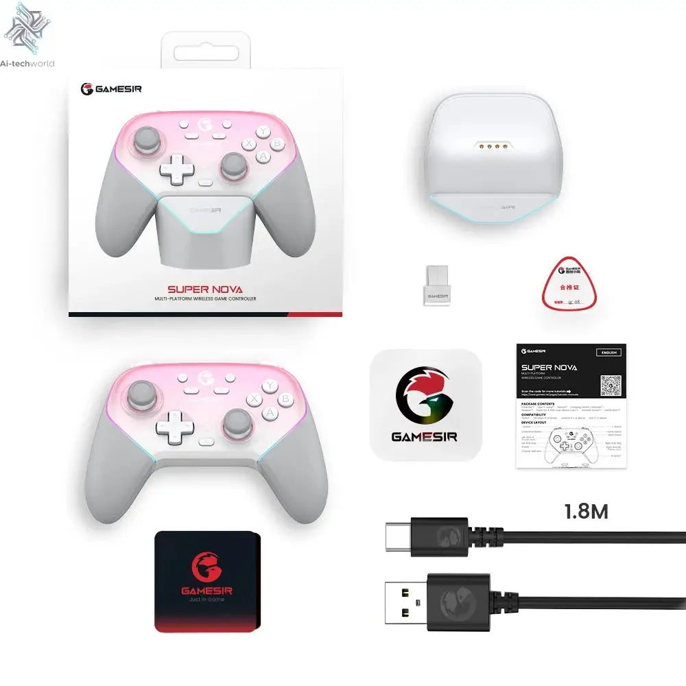 GameSir Super Nova Wireless Switch Controller with Charging Station Hall Effect Joystick for PC Nintendo Switch Android iOS Ai-TechWorld 
