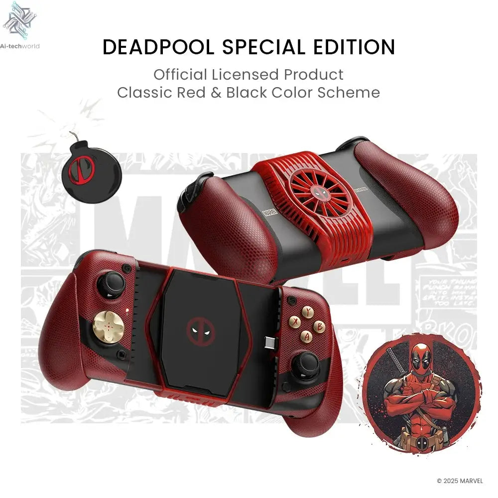 GameSir X3 Pro Deadpool Edition Controller Type-C Wired Licensed by Marvel Cooler Camepad for iPhone 16/15 series And Android Ai-TechWorld 