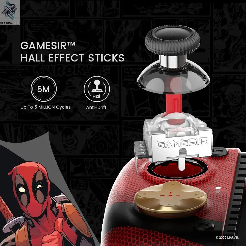 GameSir X3 Pro Deadpool Edition Controller Type-C Wired Licensed by Marvel Cooler Camepad for iPhone 16/15 series And Android Ai-TechWorld 