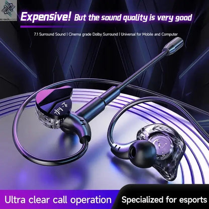 Gaming Earbud Gamer Headphone With Dual Microphones Typec&3.5mm In-ear Earphones HiFi Stereo Headsets Sport with Mic for Samsung Ai-TechWorld 