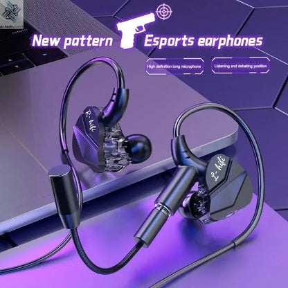 Gaming Earbud Gamer Headphone With Dual Microphones Typec&3.5mm In-ear Earphones HiFi Stereo Headsets Sport with Mic for Samsung Ai-TechWorld 