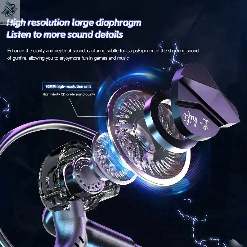 Gaming Earbud Gamer Headphone With Dual Microphones Typec&3.5mm In-ear Earphones HiFi Stereo Headsets Sport with Mic for Samsung Ai-TechWorld 