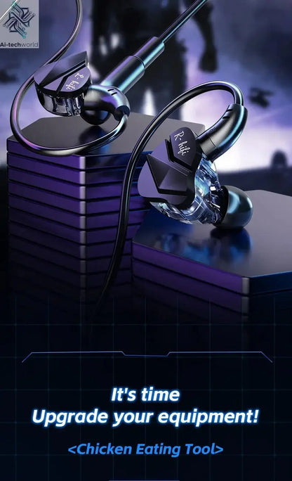 Gaming Earbud Gamer Headphone With Dual Microphones Typec&3.5mm In-ear Earphones HiFi Stereo Headsets Sport with Mic for Samsung Ai-TechWorld 