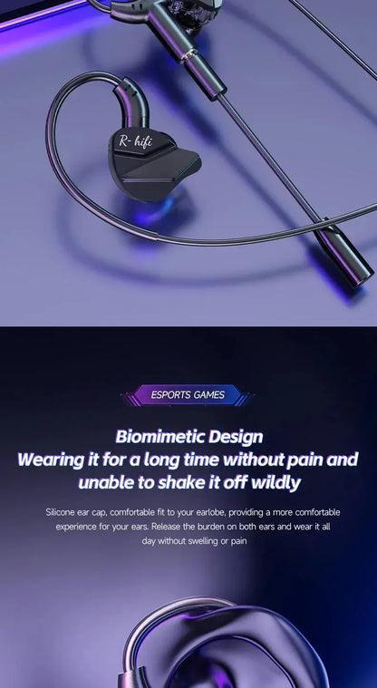 Gaming Earbud Gamer Headphone With Dual Microphones Typec&3.5mm In-ear Earphones HiFi Stereo Headsets Sport with Mic for Samsung Ai-TechWorld 