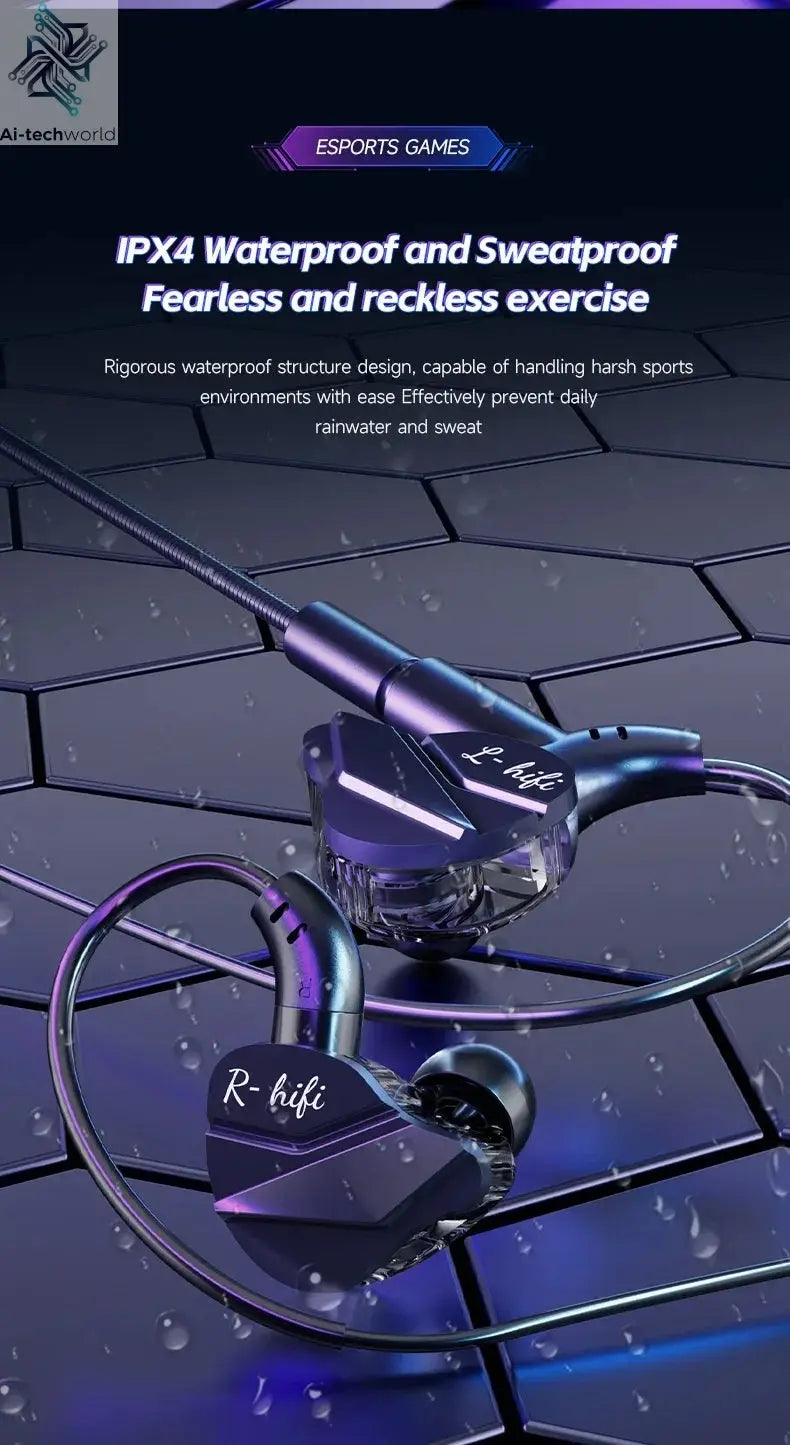 Gaming Earbud Gamer Headphone With Dual Microphones Typec&3.5mm In-ear Earphones HiFi Stereo Headsets Sport with Mic for Samsung Ai-TechWorld 