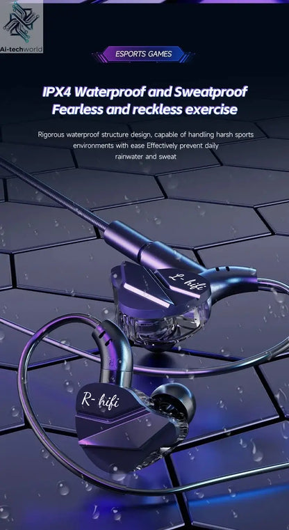 Gaming Earbud Gamer Headphone With Dual Microphones Typec&3.5mm In-ear Earphones HiFi Stereo Headsets Sport with Mic for Samsung Ai-TechWorld 