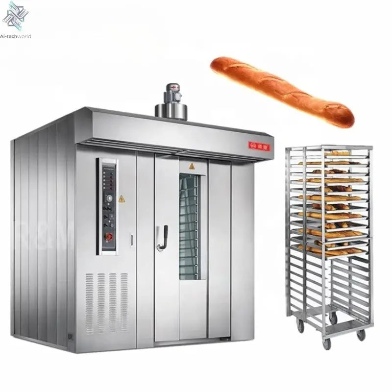 Gas Diesel Electric Industrial Rotary Oven for Bakery Sale Bread Baking,Italy Commercial 8 16 32 64 Trays Rack Rotary Oven Ai-TechWorld 