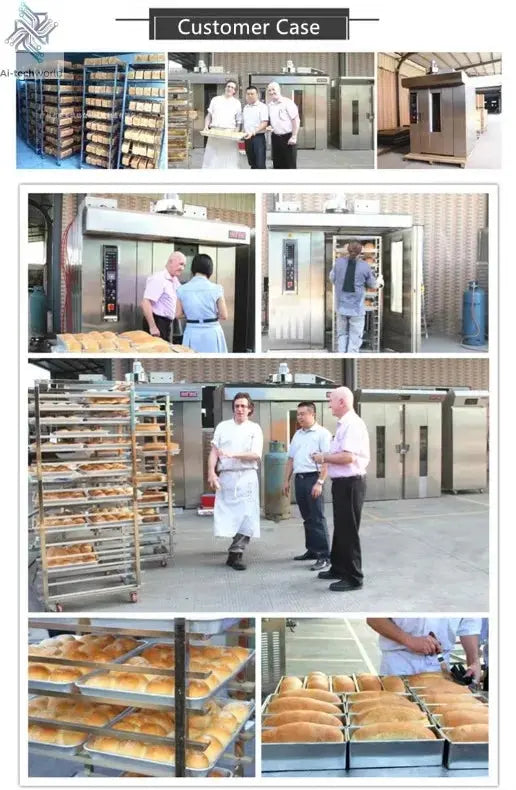 Gas Diesel Electric Industrial Rotary Oven for Bakery Sale Bread Baking,Italy Commercial 8 16 32 64 Trays Rack Rotary Oven Ai-TechWorld 