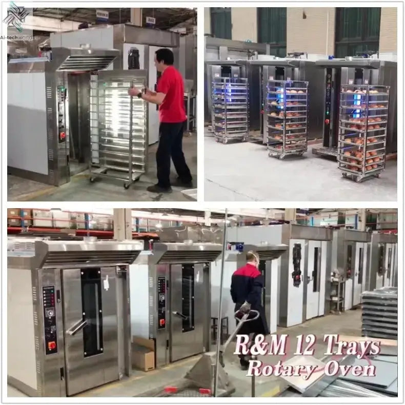 Gas Diesel Electric Industrial Rotary Oven for Bakery Sale Bread Baking,Italy Commercial 8 16 32 64 Trays Rack Rotary Oven Ai-TechWorld 