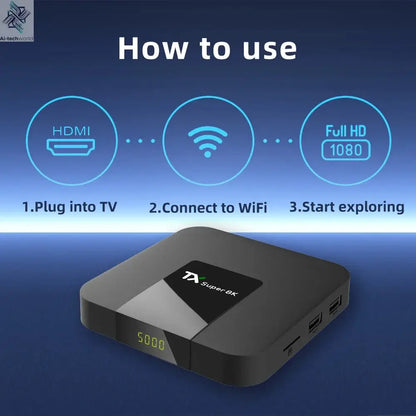 [Genuine]Hot selling Super Smart TV Box TX Super 8K Android 11 TV box Global Market Media Player Shows 2GB 16GB Wifi Set Top Box Ai-TechWorld 