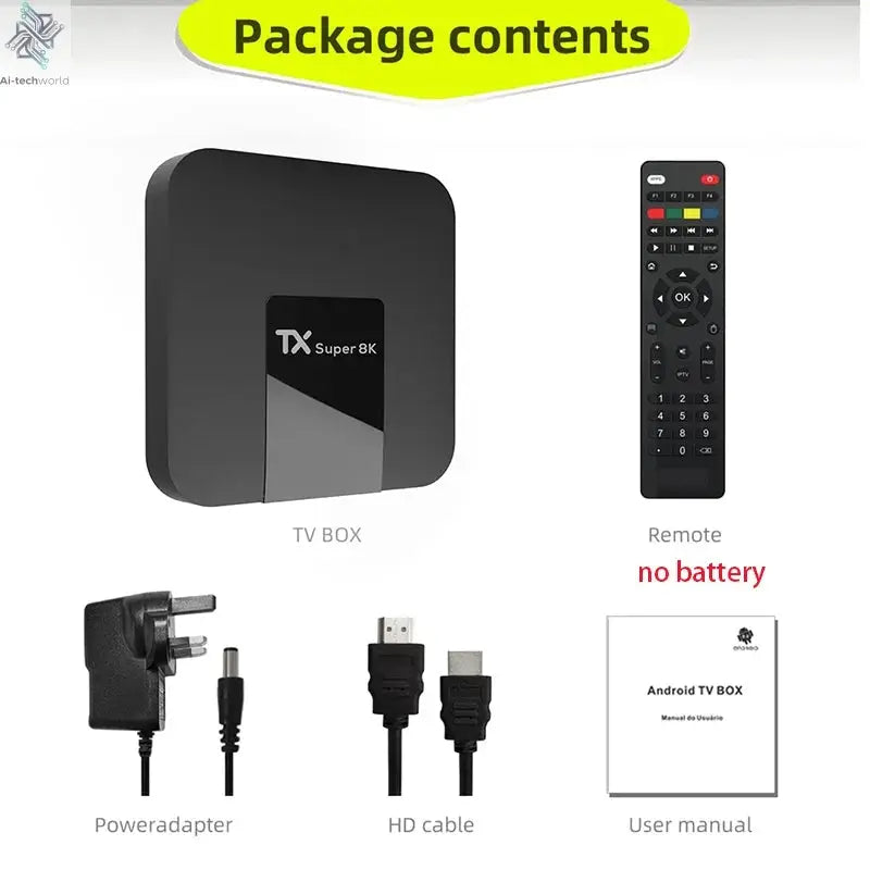 [Genuine]Hot selling Super Smart TV Box TX Super 8K Android 11 TV box Global Market Media Player Shows 2GB 16GB Wifi Set Top Box Ai-TechWorld 
