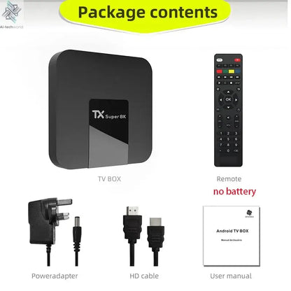 [Genuine]Hot selling Super Smart TV Box TX Super 8K Android 11 TV box Global Market Media Player Shows 2GB 16GB Wifi Set Top Box Ai-TechWorld 