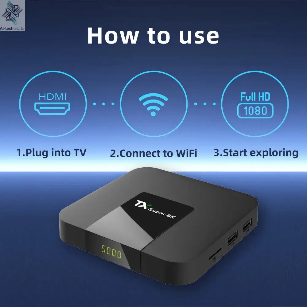 [Genuine]Hot selling Super Smart TV Box TX Super 8K Android 11 TV box Global Market Media Player Shows 2GB 16GB Wifi Set Top Box Ai-TechWorld 
