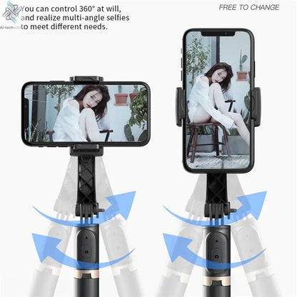 Roreta 2023 NEW Gimbal Stabilizer Selfie Stick Foldable Wireless Tripod with Bluetooth Shutter Monopod for IOS Android - Ai - TechWorld