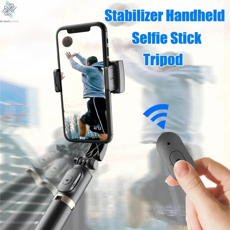 Roreta 2023 NEW Gimbal Stabilizer Selfie Stick Foldable Wireless Tripod with Bluetooth Shutter Monopod for IOS Android - Ai - TechWorld