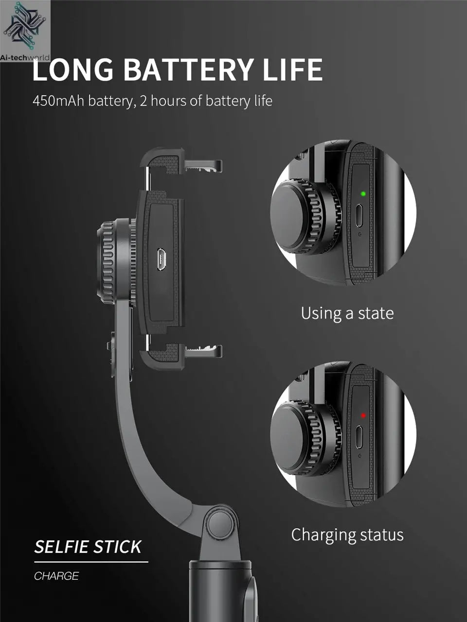 Roreta 2023 NEW Gimbal Stabilizer Selfie Stick Foldable Wireless Tripod with Bluetooth Shutter Monopod for IOS Android - Ai - TechWorld