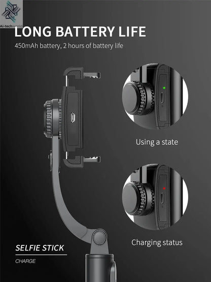 Roreta 2023 NEW Gimbal Stabilizer Selfie Stick Foldable Wireless Tripod with Bluetooth Shutter Monopod for IOS Android - Ai - TechWorld