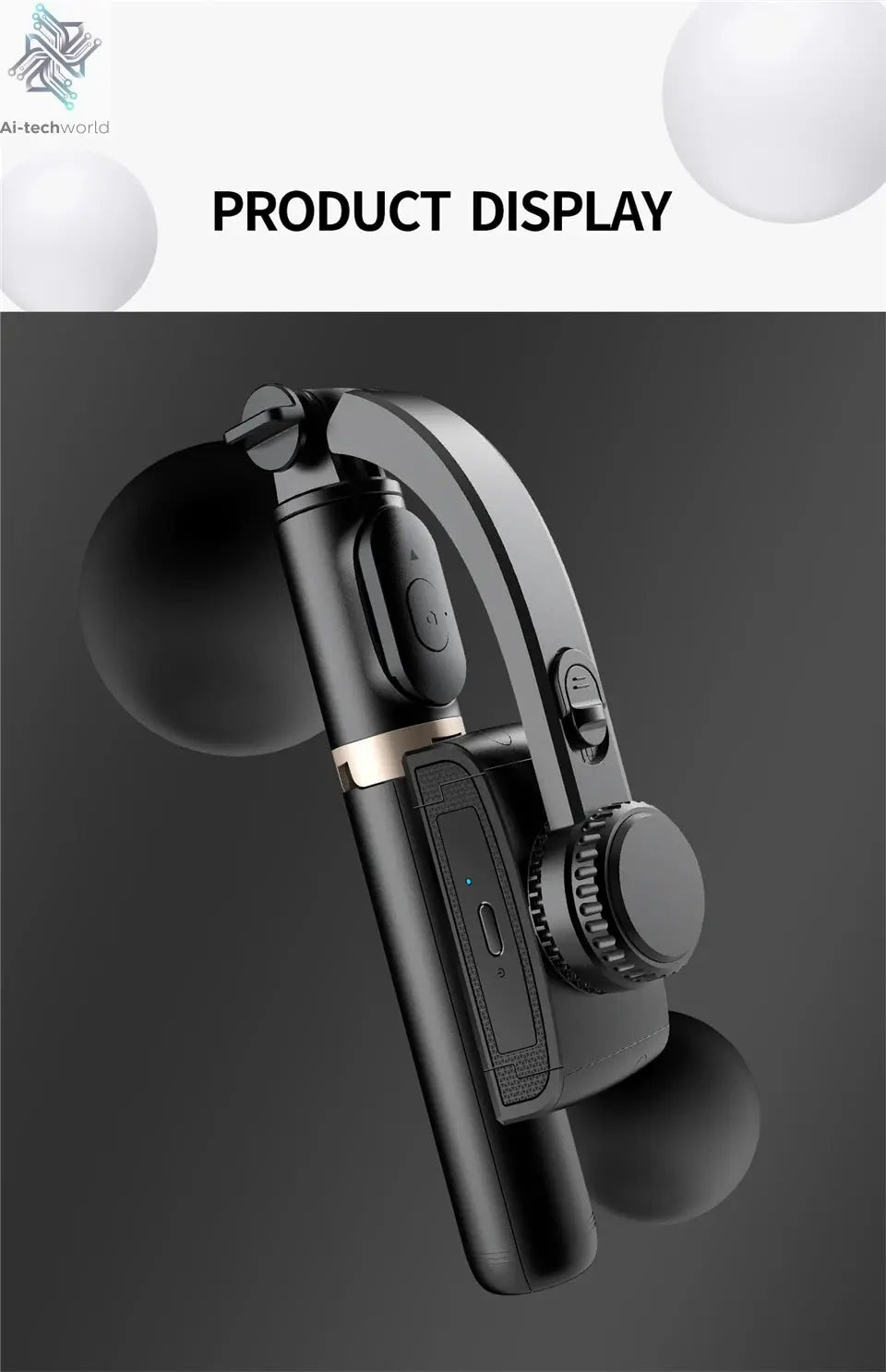 Roreta 2023 NEW Gimbal Stabilizer Selfie Stick Foldable Wireless Tripod with Bluetooth Shutter Monopod for IOS Android - Ai - TechWorld