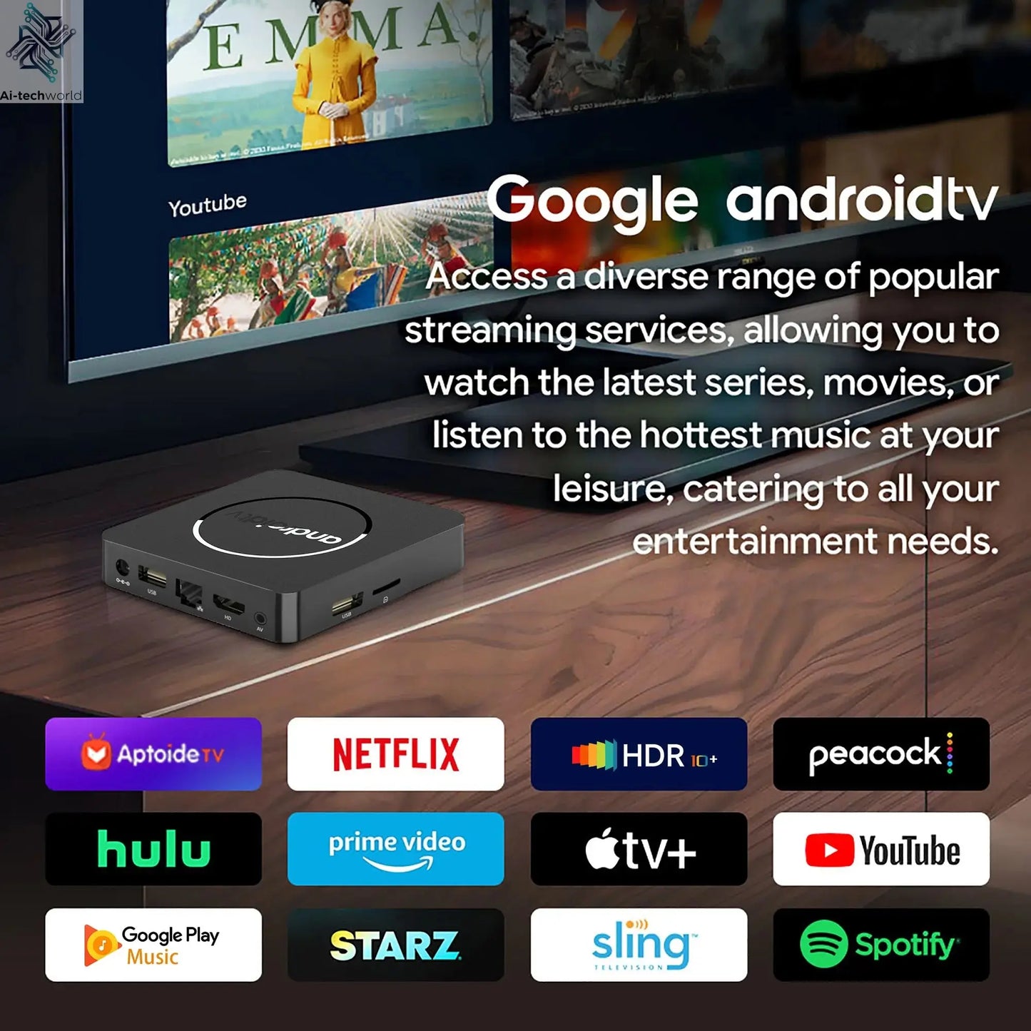 Global Version Mortal Smart Streaming Media TV Box Android13 AllwinnerH313  Bluetooth Google Assistant 2.4G&5G Wifi 4KHD Q1 Ai-TechWorld 