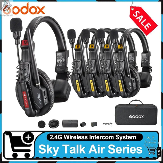 Godox SKYTALK AIR 2.4G Full Duplex Wireless Intercom System 500m Transmission Range Real Time Monitoring for Film Crews Ai-TechWorld 