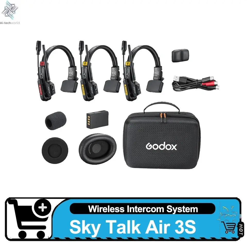 Godox SKYTALK AIR 2.4G Full Duplex Wireless Intercom System 500m Transmission Range Real Time Monitoring for Film Crews Ai-TechWorld 