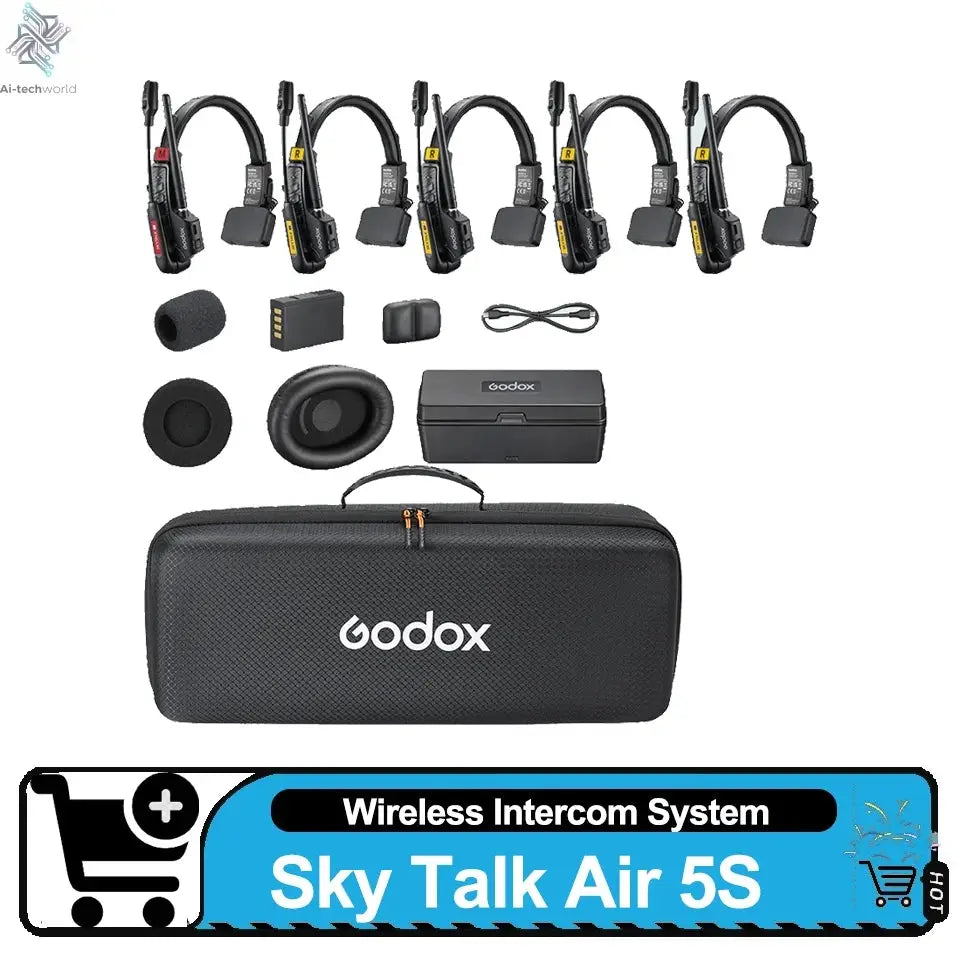 Godox SKYTALK AIR 2.4G Full Duplex Wireless Intercom System 500m Transmission Range Real Time Monitoring for Film Crews Ai-TechWorld 