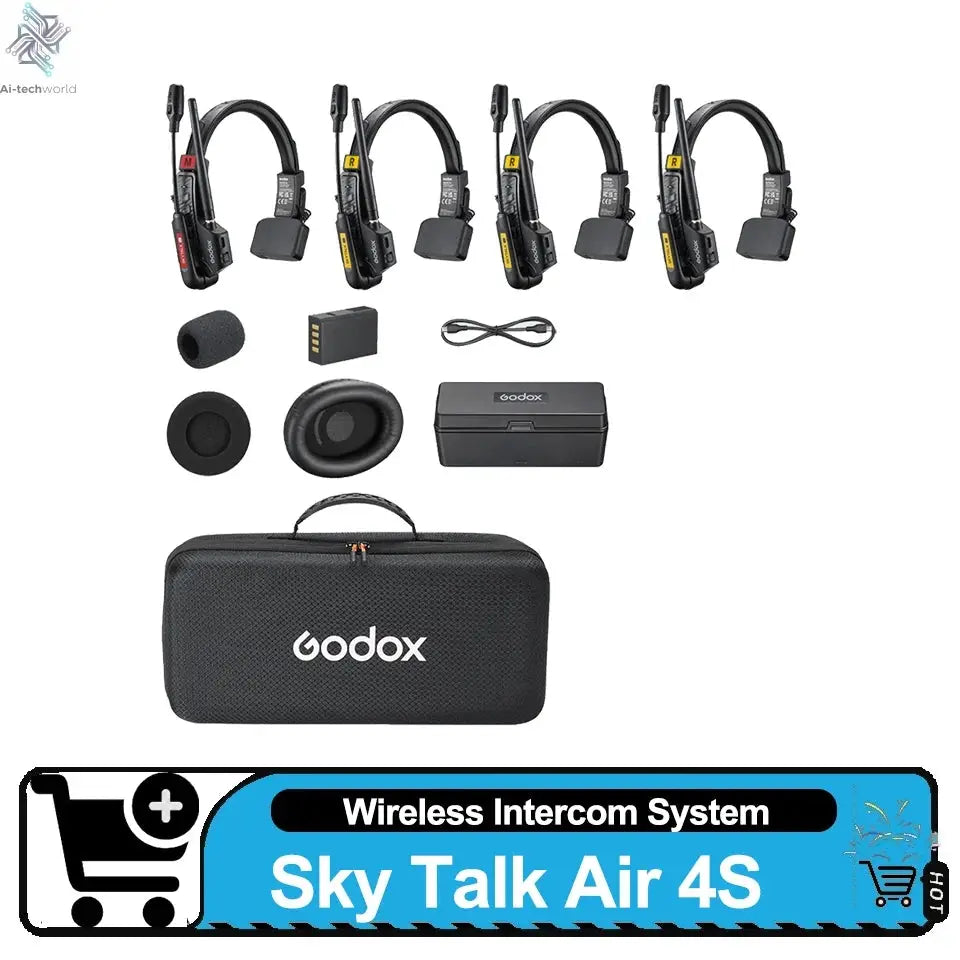 Godox SKYTALK AIR 2.4G Full Duplex Wireless Intercom System 500m Transmission Range Real Time Monitoring for Film Crews Ai-TechWorld 