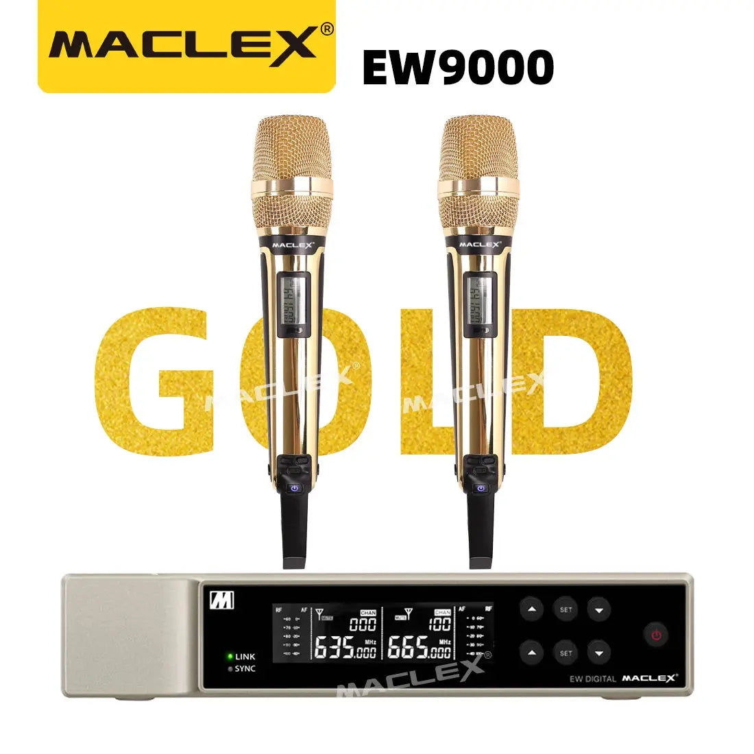 Gold ！！！ MACLEX EW9000 UHF Long Distance Dual Channel Handheld Professional Wireless Microphone System Stage Performance MIC Ai-TechWorld 
