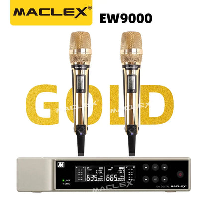 Gold ！！！ MACLEX EW9000 UHF Long Distance Dual Channel Handheld Professional Wireless Microphone System Stage Performance MIC Ai-TechWorld 