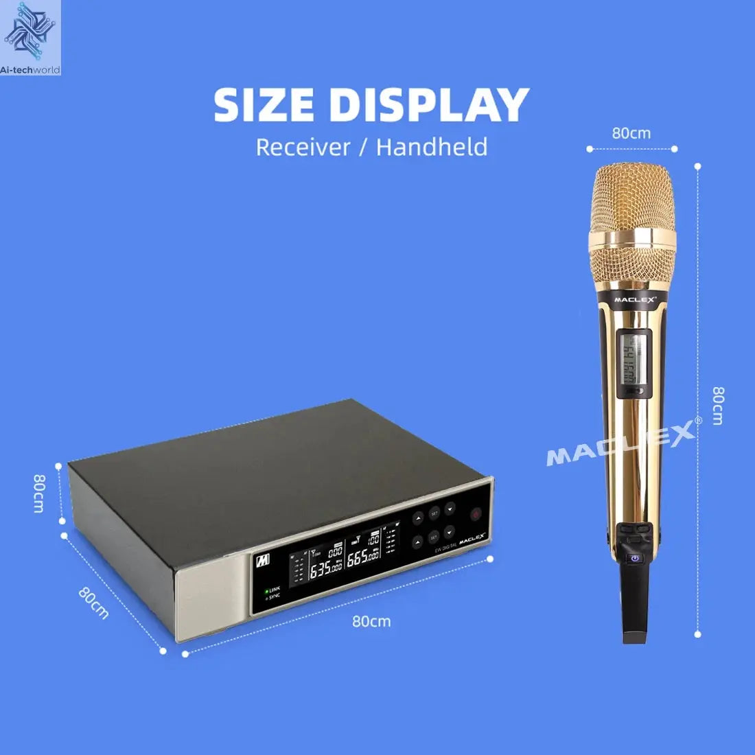 Gold ！！！ MACLEX EW9000 UHF Long Distance Dual Channel Handheld Professional Wireless Microphone System Stage Performance MIC Ai-TechWorld 