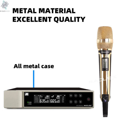 Gold ！！！ MACLEX EW9000 UHF Long Distance Dual Channel Handheld Professional Wireless Microphone System Stage Performance MIC Ai-TechWorld 