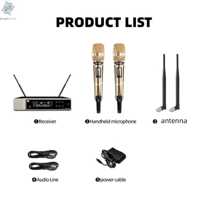 Gold ！！！ MACLEX EW9000 UHF Long Distance Dual Channel Handheld Professional Wireless Microphone System Stage Performance MIC Ai-TechWorld 