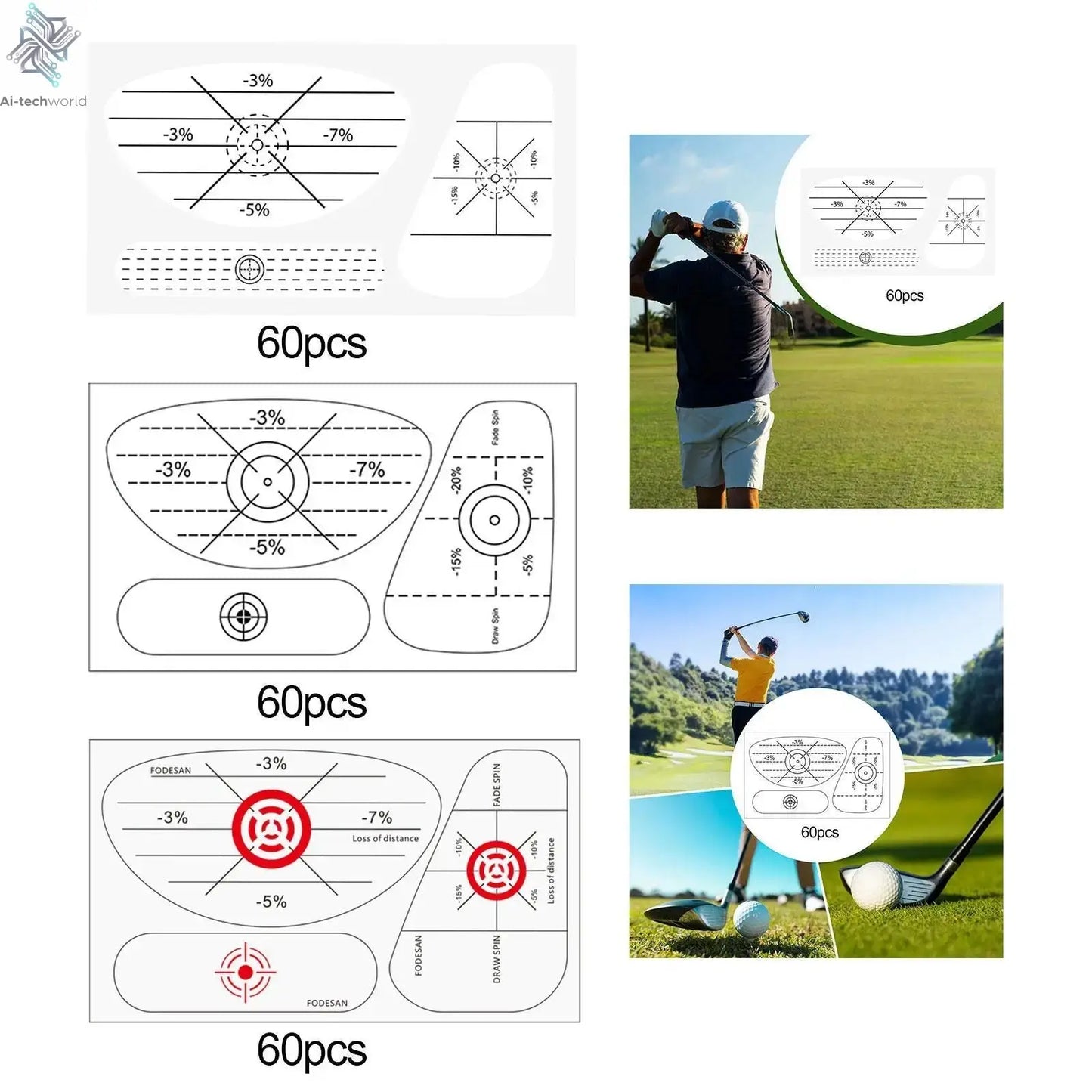 Golf Club Sticker Carbonless Tape Labels Golf Swing Analyzer Training Aid for Improving Accuracy and Consistency - Ai-TechWorld